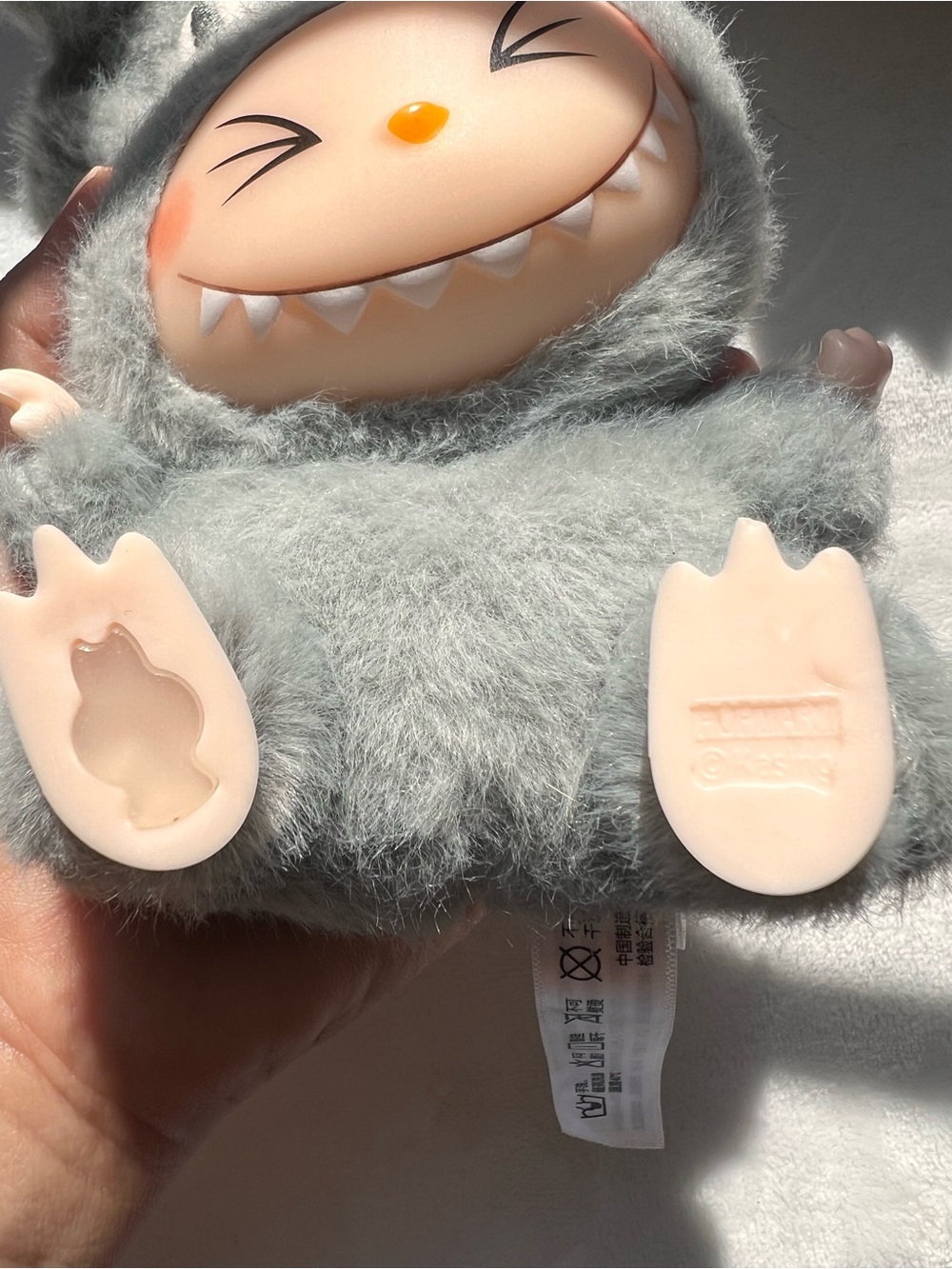 2 Labubu Plush Gray Bunny Monster Doll — Soft Cuddly Kids Toy - Picture 4 of 17
